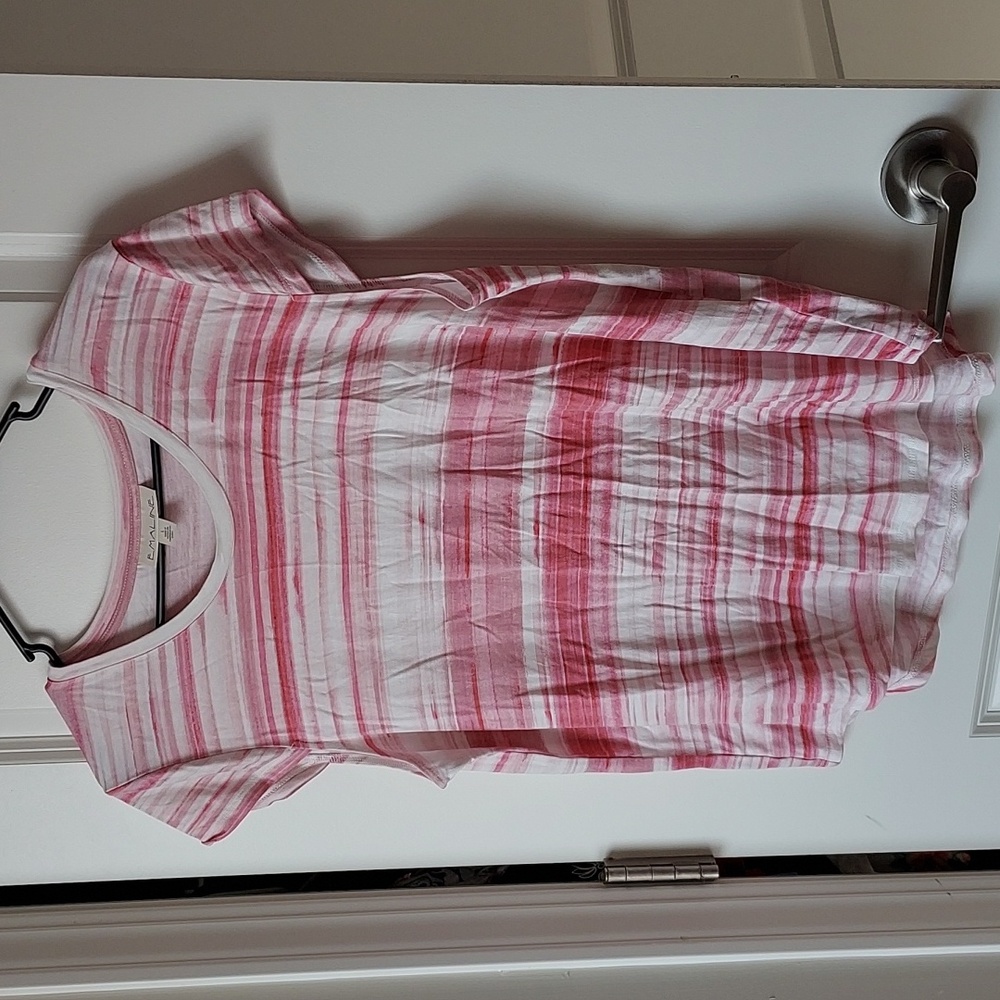 Emaline large short sleeve top pink white